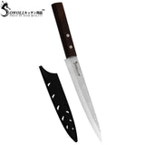 SOWOLL Kitchen Stainless Steel Knife High Carbon Sharp Blade Color Wood Handle Sashimi Knife Meat Sushi Salmon Cooking Tools