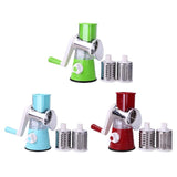 Manual Vegetable Cutter Round Mandoline Slicer Potato Carrot Grater Slicer with 3 Stainless Steel Chopper Blades Kitchen Tools
