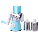 Manual Vegetable Cutter Round Mandoline Slicer Potato Carrot Grater Slicer with 3 Stainless Steel Chopper Blades Kitchen Tools