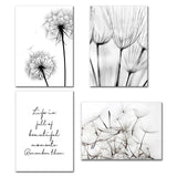 Black And White Pictures Dandelion Painting Canvas Canvas Quote Art Print Nordic Dandelion Poster Wall Art Bedroom Unframed