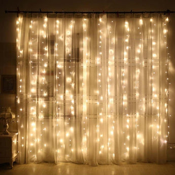 3x3M 300 LED Curtain String Lights USB Powered Copper Wire Fairy Lamp For Wedding Christmas Birthday Party Decoration Light