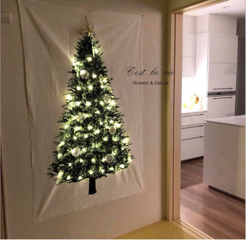 Ins Christmas tree pine hang cloth wall decoration cloth small fresh holiday background cloth simple tapestry