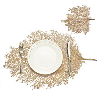 Simulation Coral Branch Placemat For Dining Table Coasters PVC Cup Coffee Table Mats Kitchen Home DecorTable Accessories