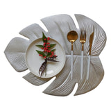 Kitchen Non-Slip Placemat Leaves PVC Dining Table Mat Disc Pads Bowl Pad Coasters Waterproof TableCloth Palm Leaf Decor Pad