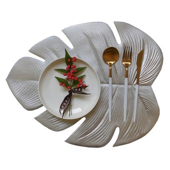 Kitchen Non-Slip Placemat Leaves PVC Dining Table Mat Disc Pads Bowl Pad Coasters Waterproof TableCloth Palm Leaf Decor Pad