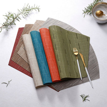 New Placemat Nordic PVC Bamboo Kitchen Placemat for Dining Table Drink Individual Cup Pad Non-slip Tableware Mat