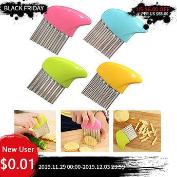 1pc French Fries Cutter Stainless Steel Potato Chips Making Peeler Cut Plastic Handle Vegetable Kitchen Knives Fruit Tool 2019