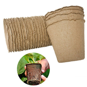 100Pcs Vegetable Fruit Eco-friendly Nursery Cup Moisture-proof Supplies 8x8cm Seedling Raising Pots Garden Biodegradable Pulp