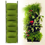 High Quality Green Vertical Garden Planter Wall-Mounted Planting Flower Grow Bag 7 Pockets Vegetable  Garden Bag Home Supplies