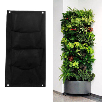Wall Hanging Planting Bags 4Pocket Vegetable Plant Wall Hanging Living Garden Vertical Gardening Grow Bag Pots Garden Supplies