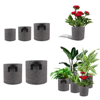 1/2/3/5/7/10 Gallon Gray Felt Desktop Flower Pots Garden Plant Grow Bag Pouch Root Container Supplies Home Office Decor Planters