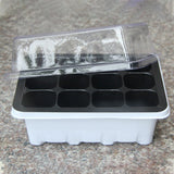 12 Plastic Nursery Pots Planting Seed Tray Kit Plant Germination Box with Dome and Base Garden Grow Box Gardening Supplies