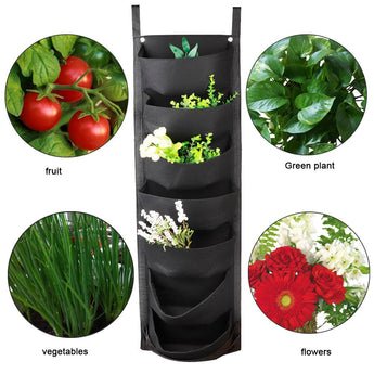 Garden Planter Wall-mounted Planting Flower Grow Bag 7 Pocket Vegetable Living Garden Home Supplies 107*30cm