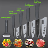 Kitchen Knife Ceramic Knife Cooking set 3" 4" 5" 6" inch + peeler Black Blade Paring Fruit Vegetable Chef Knife Kitchen Tools