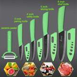 Kitchen Knife Ceramic Knife Cooking set 3" 4" 5" 6" inch + peeler Black Blade Paring Fruit Vegetable Chef Knife Kitchen Tools