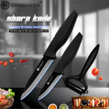 COOBNESS Brand 2 Piece Kitchen Knife And Sharp Peeler Japanese Black Zirconia Ceramic Cooking Knife 3" 4" 5" 6" Ceramic Knife