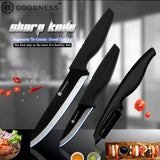 COOBNESS Brand 2 Piece Kitchen Knife And Sharp Peeler Japanese Black Zirconia Ceramic Cooking Knife 3" 4" 5" 6" Ceramic Knife