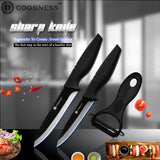 COOBNESS Brand 2 Piece Kitchen Knife And Sharp Peeler Japanese Black Zirconia Ceramic Cooking Knife 3" 4" 5" 6" Ceramic Knife