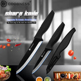 COOBNESS Brand 2 Piece Kitchen Knife And Sharp Peeler Japanese Black Zirconia Ceramic Cooking Knife 3" 4" 5" 6" Ceramic Knife