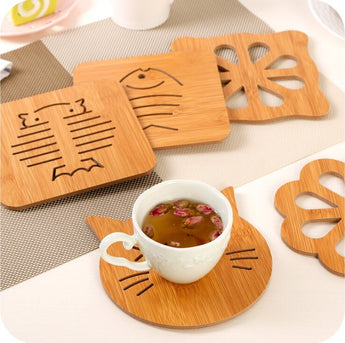 6pcs/set 14.8cm wooden coasters set bowl placemats for dining table kitchen accessories decoration home