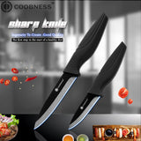 COOBNESS Brand New Ceramic Knife 2 Piece Set Black Blade Black Handle Kitchen Knife Four Style Fruit Utility Slicing Chef Knife