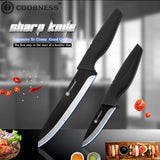 COOBNESS Brand New Ceramic Knife 2 Piece Set Black Blade Black Handle Kitchen Knife Four Style Fruit Utility Slicing Chef Knife