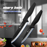 COOBNESS Brand New Ceramic Knife 2 Piece Set Black Blade Black Handle Kitchen Knife Four Style Fruit Utility Slicing Chef Knife