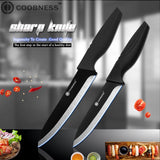 COOBNESS Brand New Ceramic Knife 2 Piece Set Black Blade Black Handle Kitchen Knife Four Style Fruit Utility Slicing Chef Knife