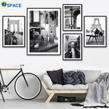 Paris Landscape Wall Art Canvas Painting Nordic Posters And Prints Black White Retro Poster Wall Pictures For Living Room Decor