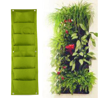 96*30cm Green Vertical Garden Planter Wall-mounted Planting Flower Grow Bag 7 Pocket Vegetable Living Garden Bag Home Supplies