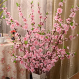 Artificial Cherry Spring Plum Peach Blossom Branch Silk Flower Home Wedding Decorative Flowers Plastic Peach Bouquet 65CM
